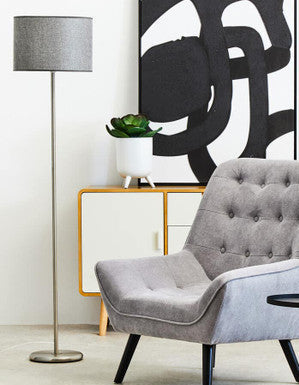 Forma Grey Waffle Effect Shade Floor Lamp