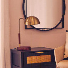 Sydnee Antique Brass Finish Task Lamp With Wood Base