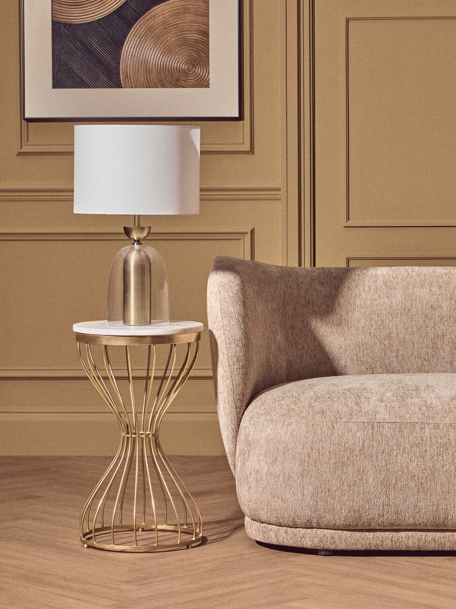 Sellis Clear Glass and Antique Brass Finish Metal Table Lamp
