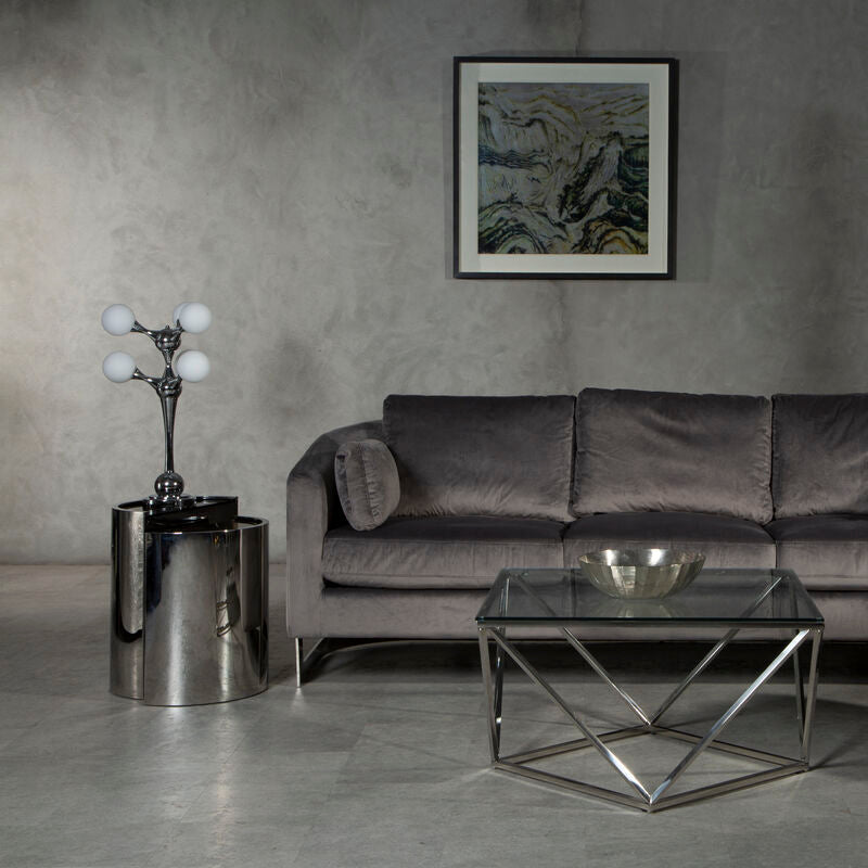 Heba Chrome 6 Light Table Lamp with Glass Shades