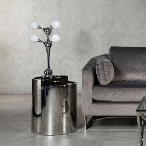 Heba Chrome 6 Light Table Lamp with Glass Shades
