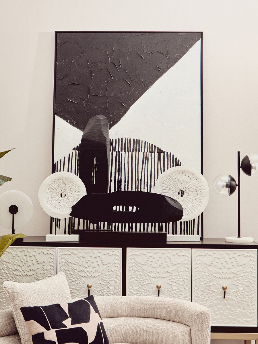 Revive Two Light Black Metal and Marble Table Lamp