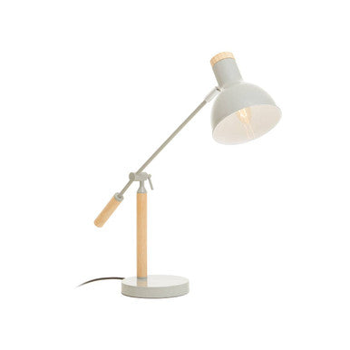 Stockholm Matte Grey and Wood Adjustable Desk Lamp