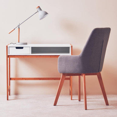 Stockholm Matte Grey and Wood Adjustable Desk Lamp