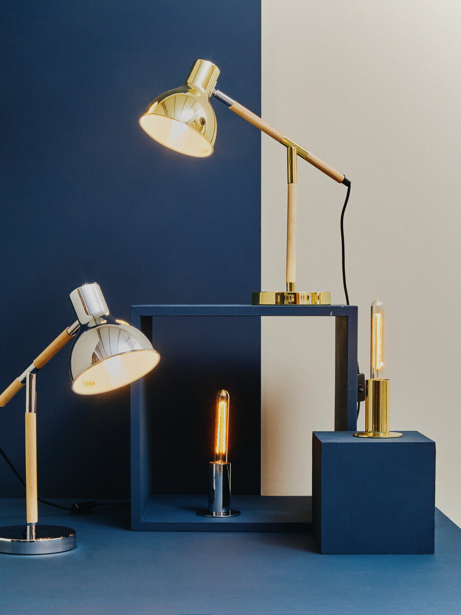 Stockholm Adjustable Desk Lamp in Shiny Brass Finish