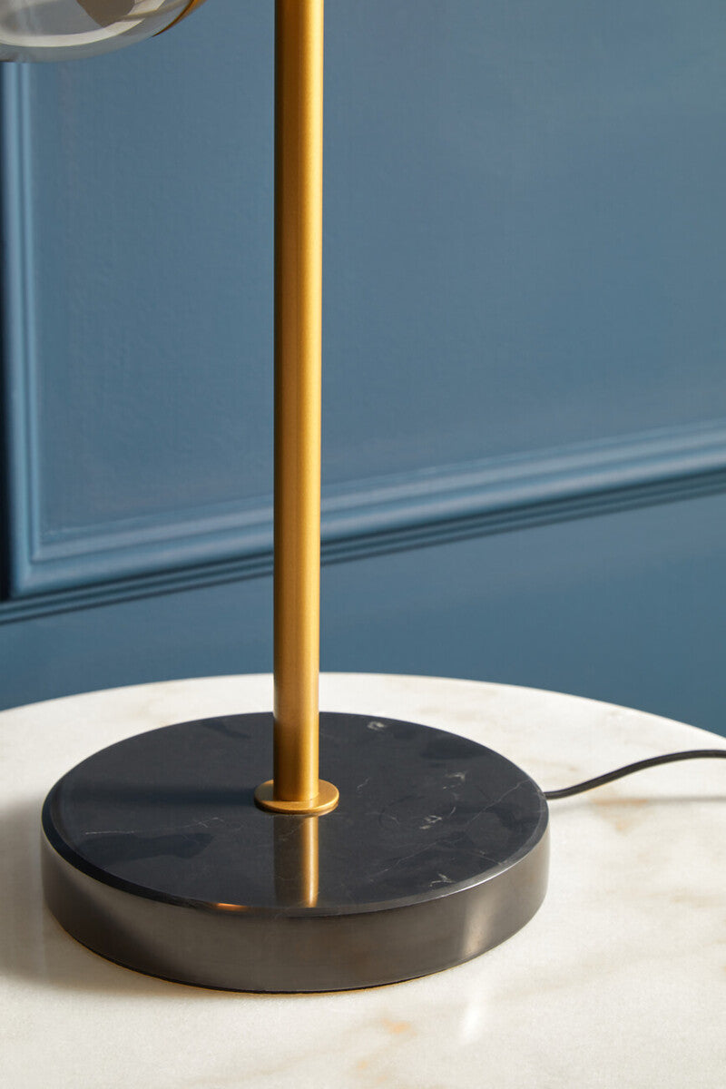 Revive Two Light Gold and Black Marble Table Lamp
