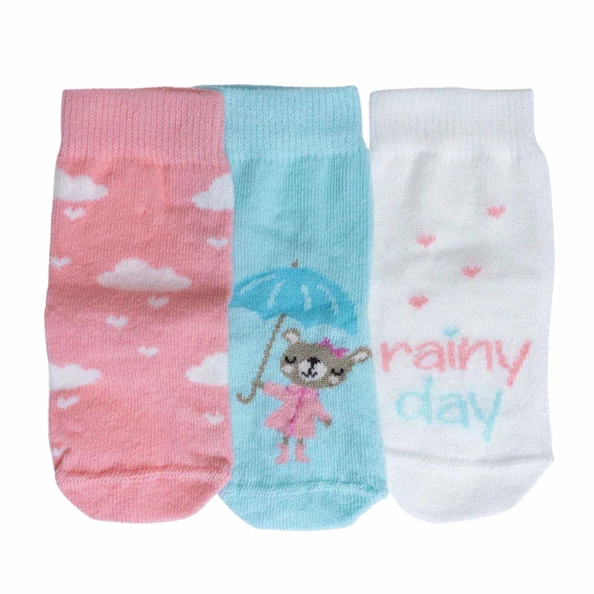 HelloBaby 3 Pack Heart Print Non-Slip Baby Socks (Newborn to 4-5 Years)