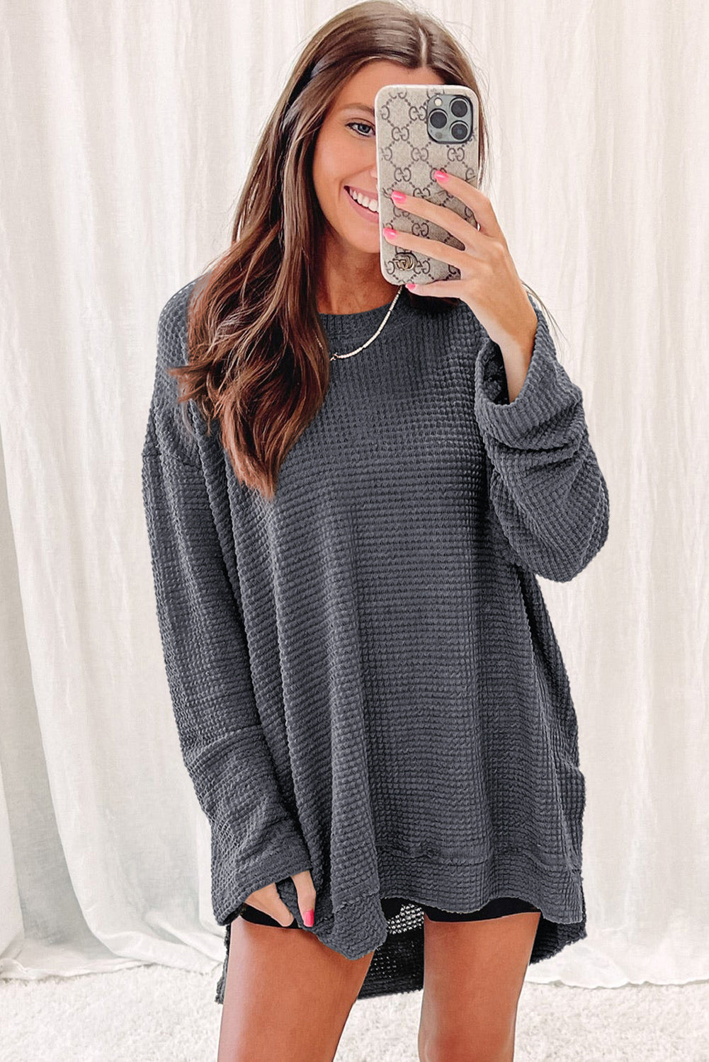 Moss Green Textured Knit Top | Plus Size Long Sleeve