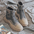 Platform boots round toe lace short Martin boots