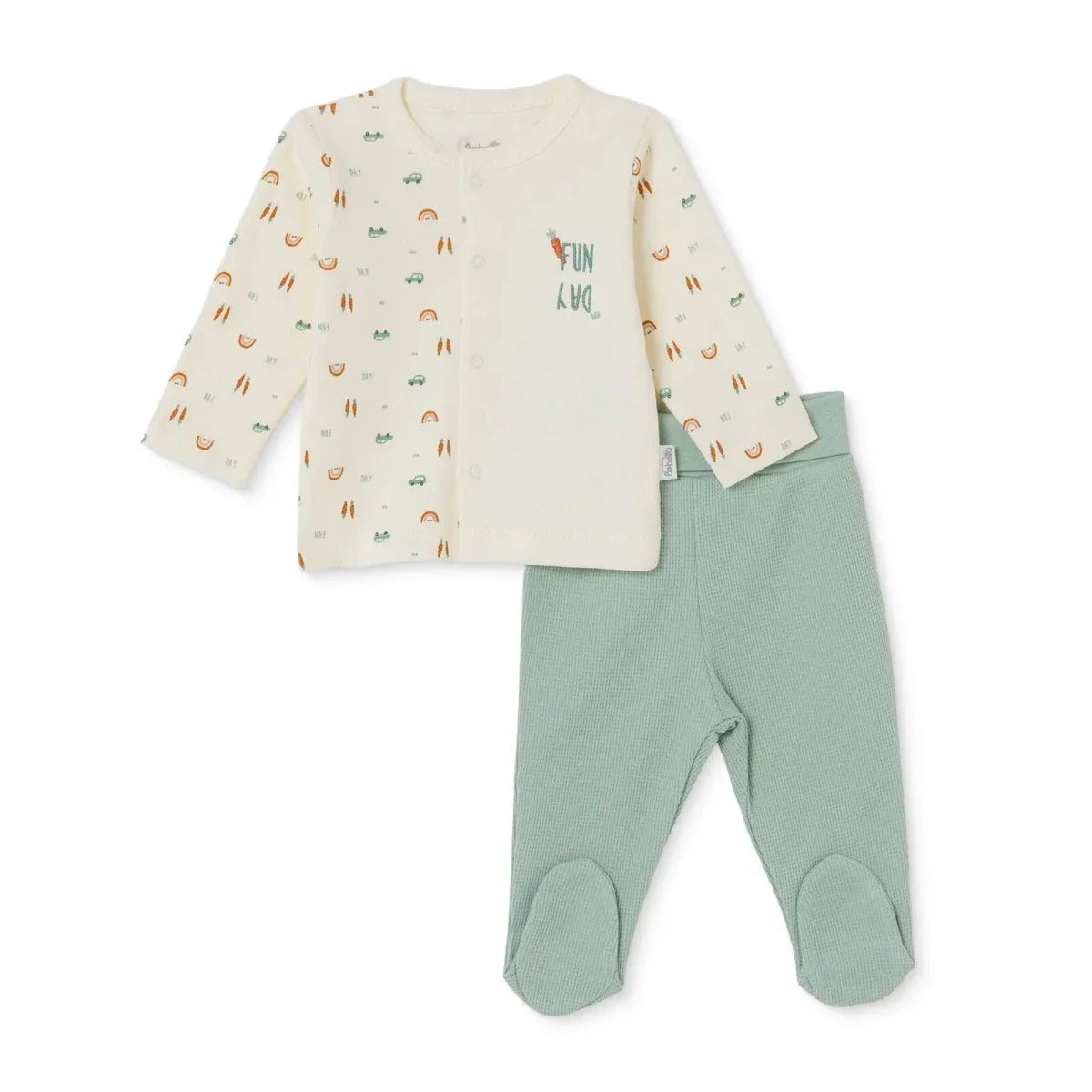 Bebetto Car Print Baby Cardigan & Footed Leggings Set (Newborn to 6-9 Months)