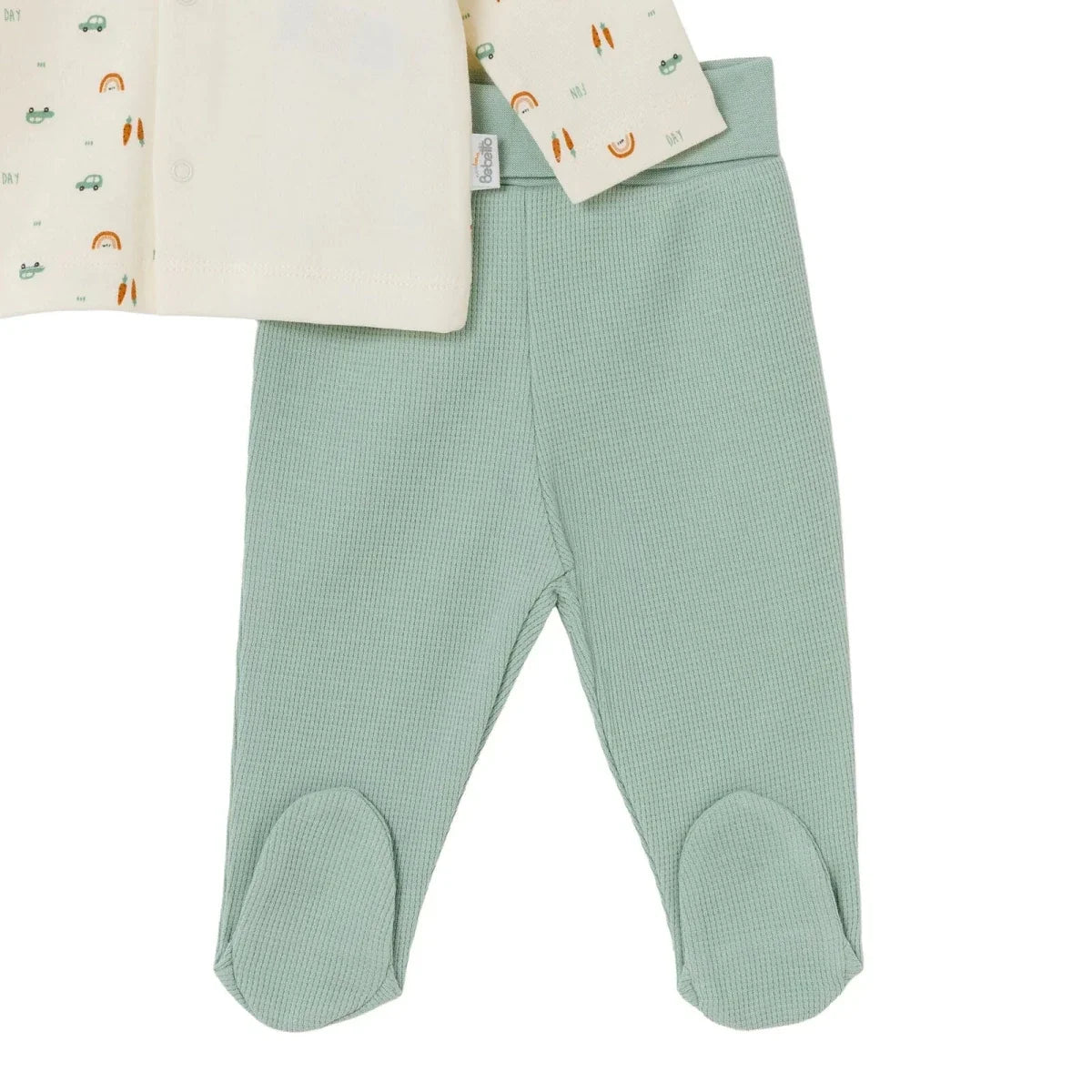 Bebetto Car Print Baby Cardigan & Footed Leggings Set (Newborn to 6-9 Months)