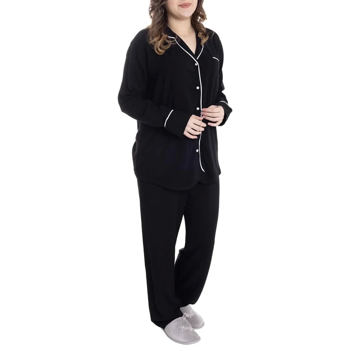 Baby Mom Buttoned Women's Maternity Long Sleeve Viscose Pyjama Set (S to 2XL)