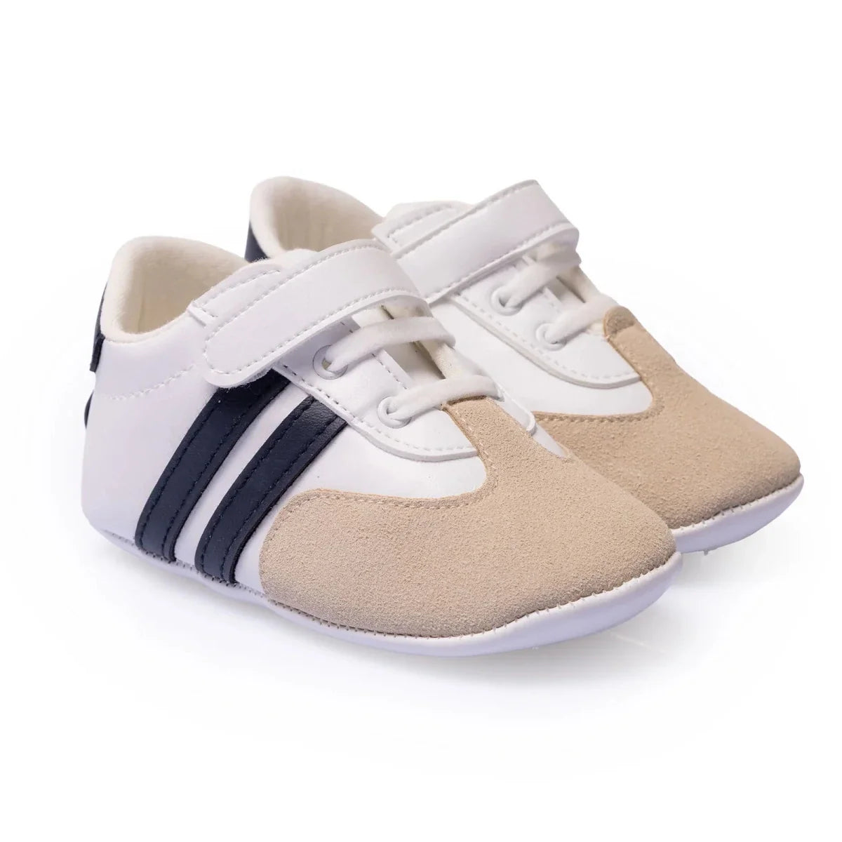 HelloBaby Striped Touch-Fastening Faux Leather First Walker Baby Shoes