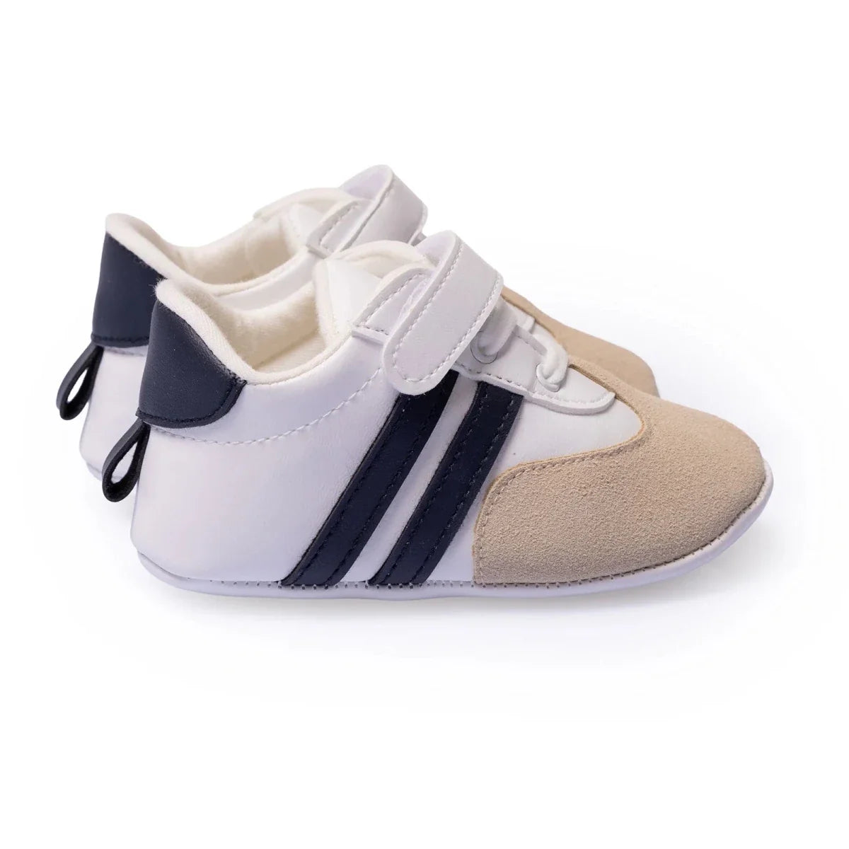 HelloBaby Striped Touch-Fastening Faux Leather First Walker Baby Shoes