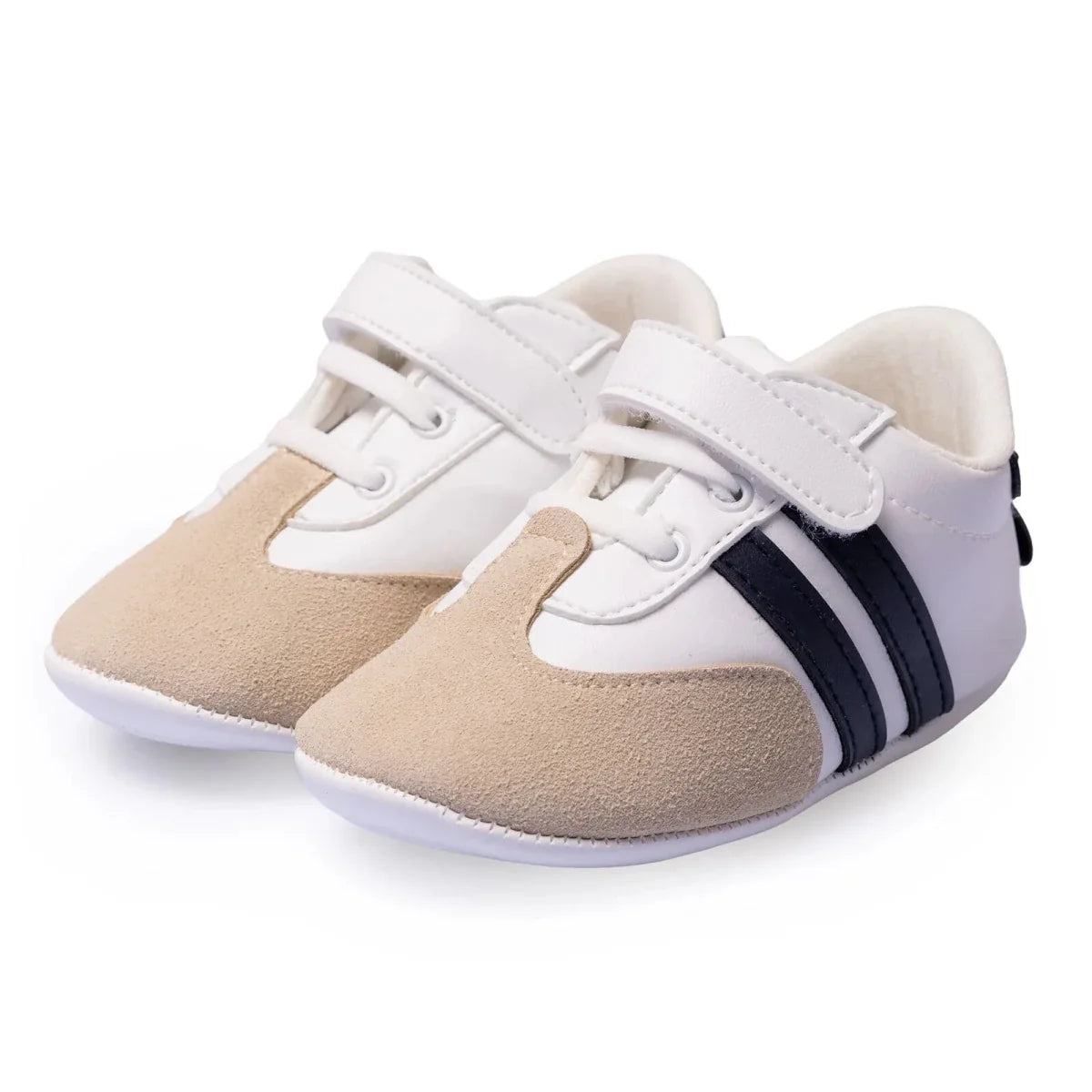 HelloBaby Striped Touch-Fastening Faux Leather First Walker Baby Shoes