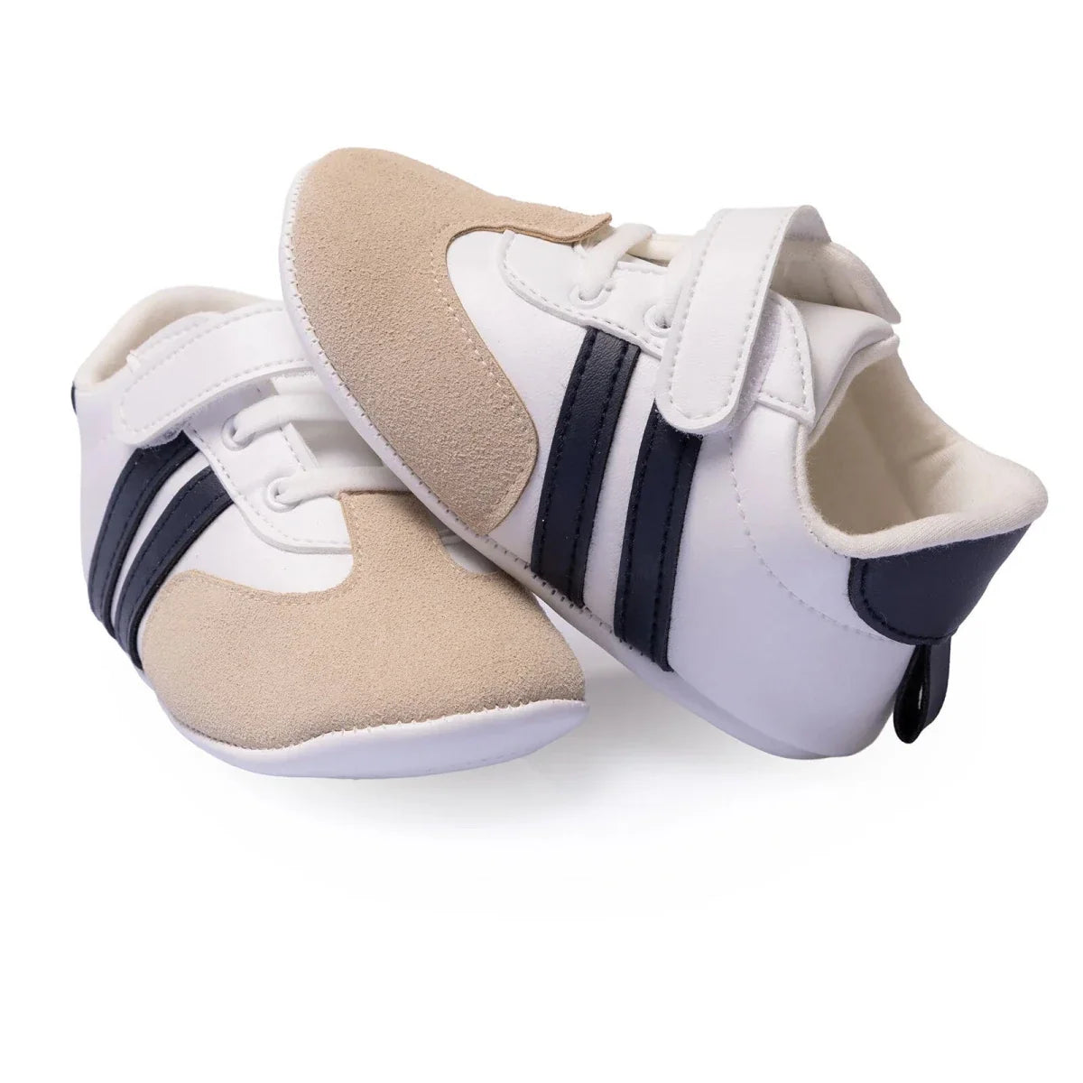 HelloBaby Striped Touch-Fastening Faux Leather First Walker Baby Shoes