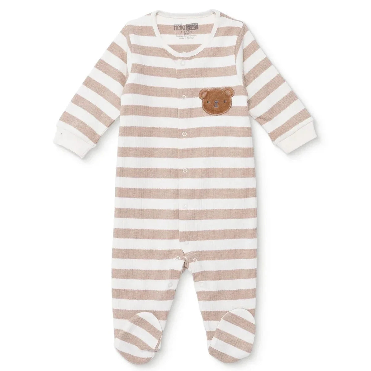 HelloBaby Bear Print Long Sleeve Footed Baby Sleepsuit (Newborn to 6-9 Months)