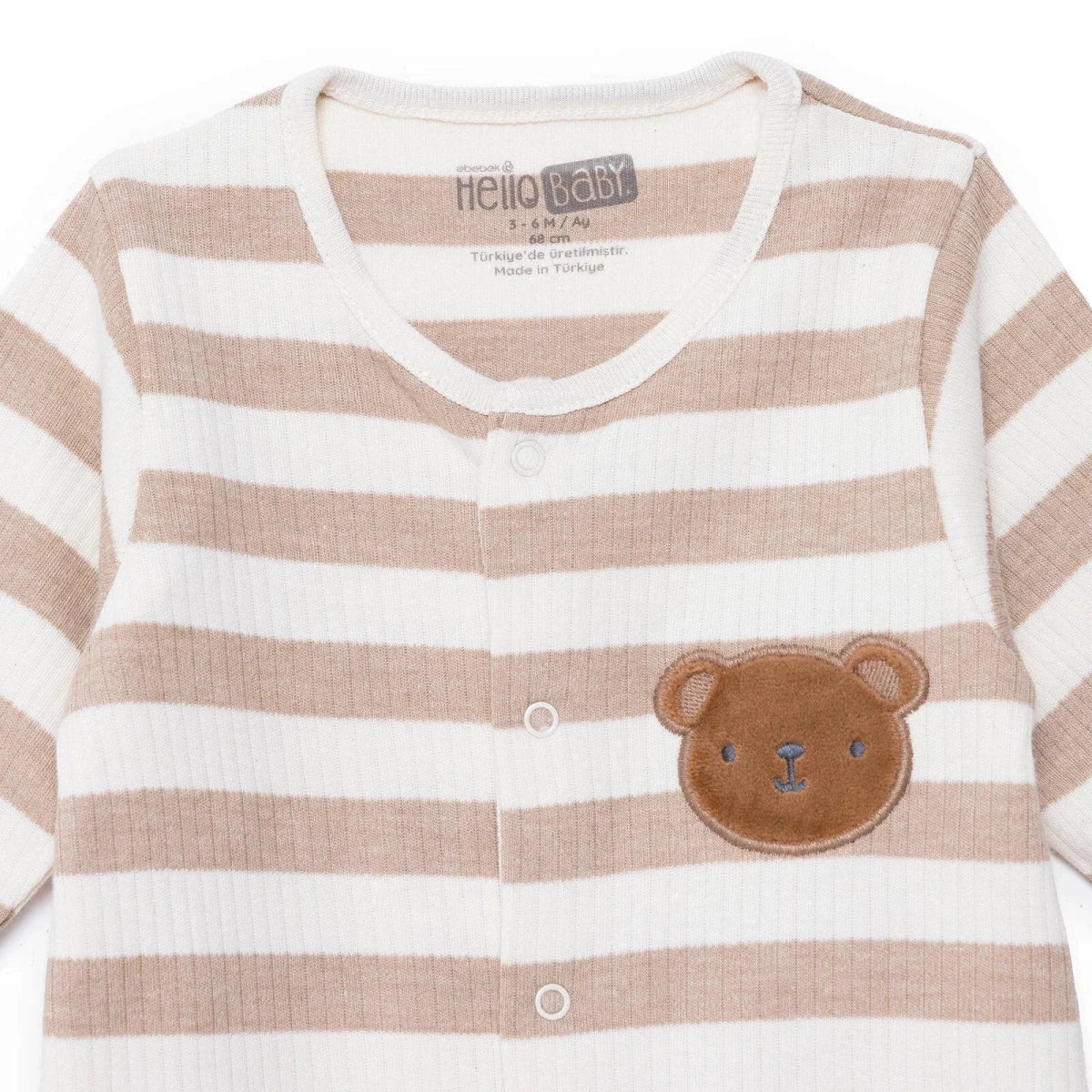 HelloBaby Bear Print Long Sleeve Footed Baby Sleepsuit (Newborn to 6-9 Months)