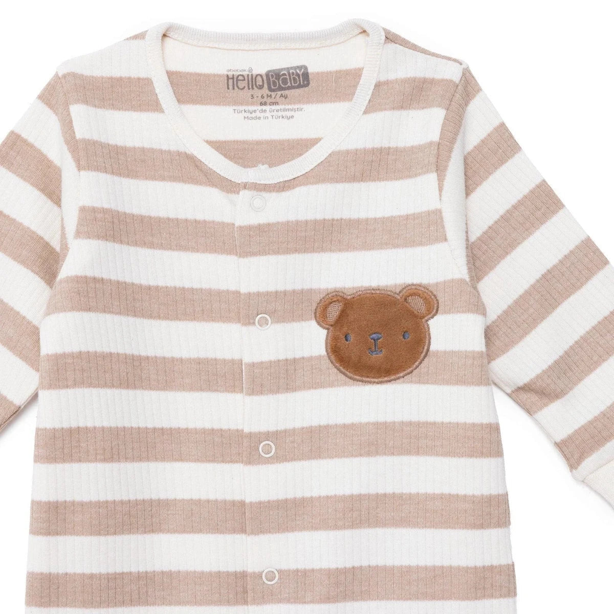 HelloBaby Bear Print Long Sleeve Footed Baby Sleepsuit (Newborn to 6-9 Months)
