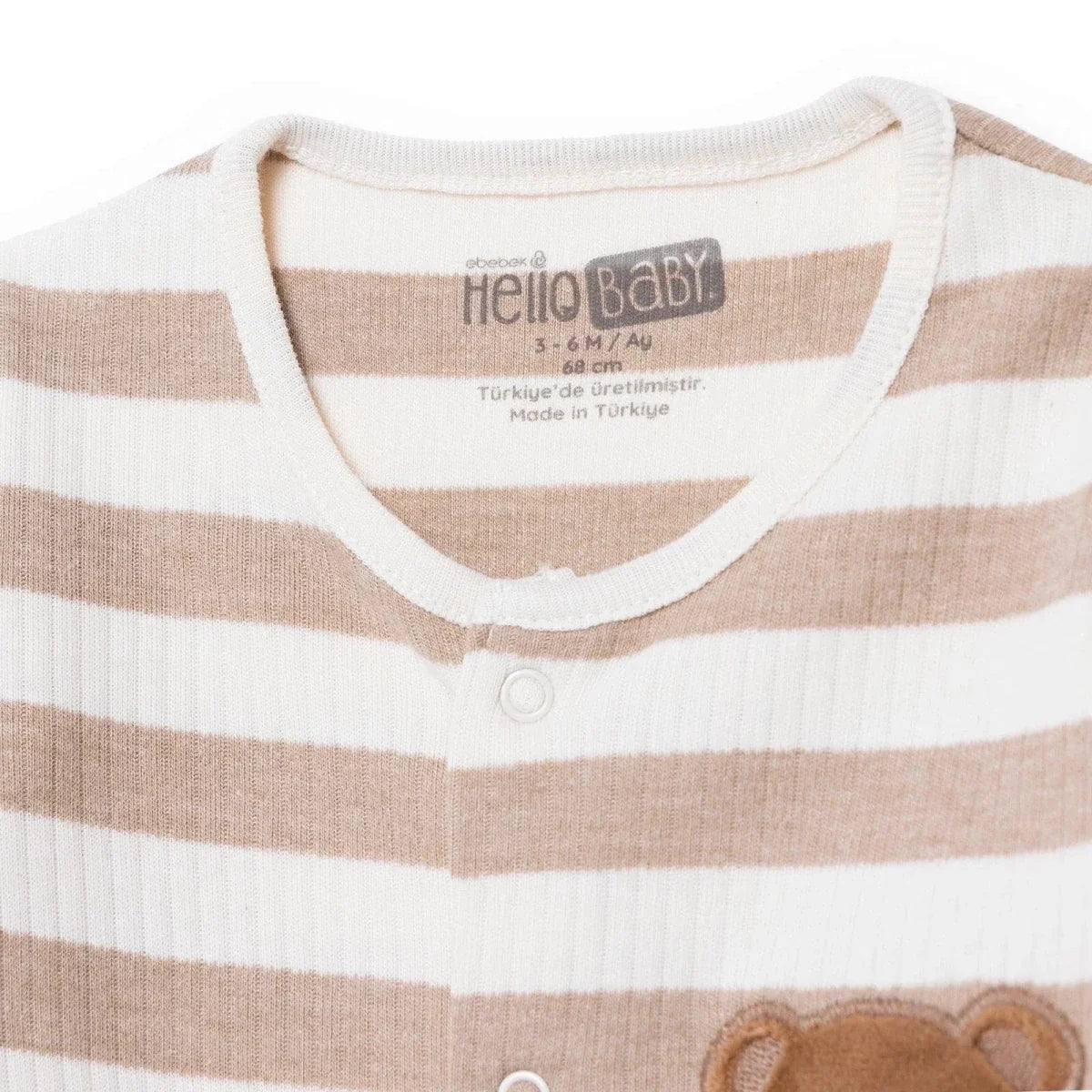 HelloBaby Bear Print Long Sleeve Footed Baby Sleepsuit (Newborn to 6-9 Months)