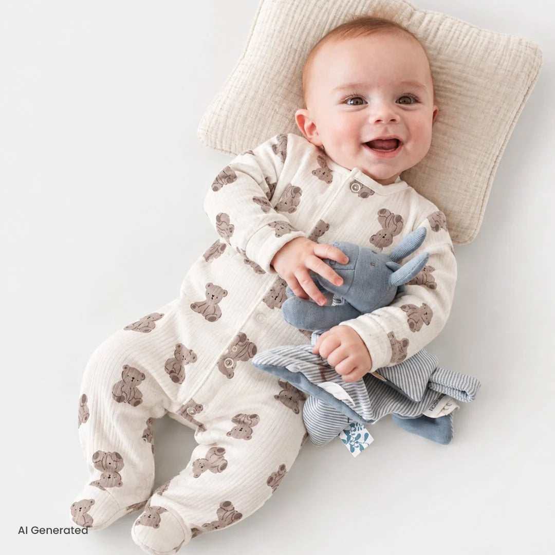 HelloBaby Bear Print Long Sleeve Footed Baby Sleepsuit (Newborn to 6-9 Months)