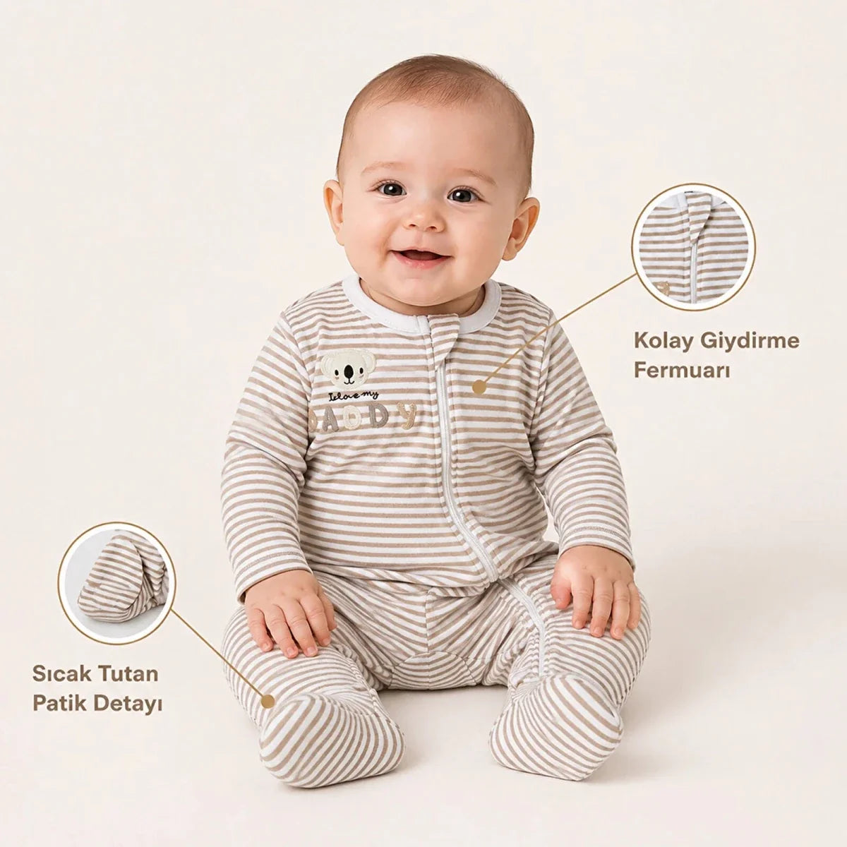 HelloBaby Striped Long Sleeve Baby Sleepsuit with Feet (Newborn to 6-9 Months)