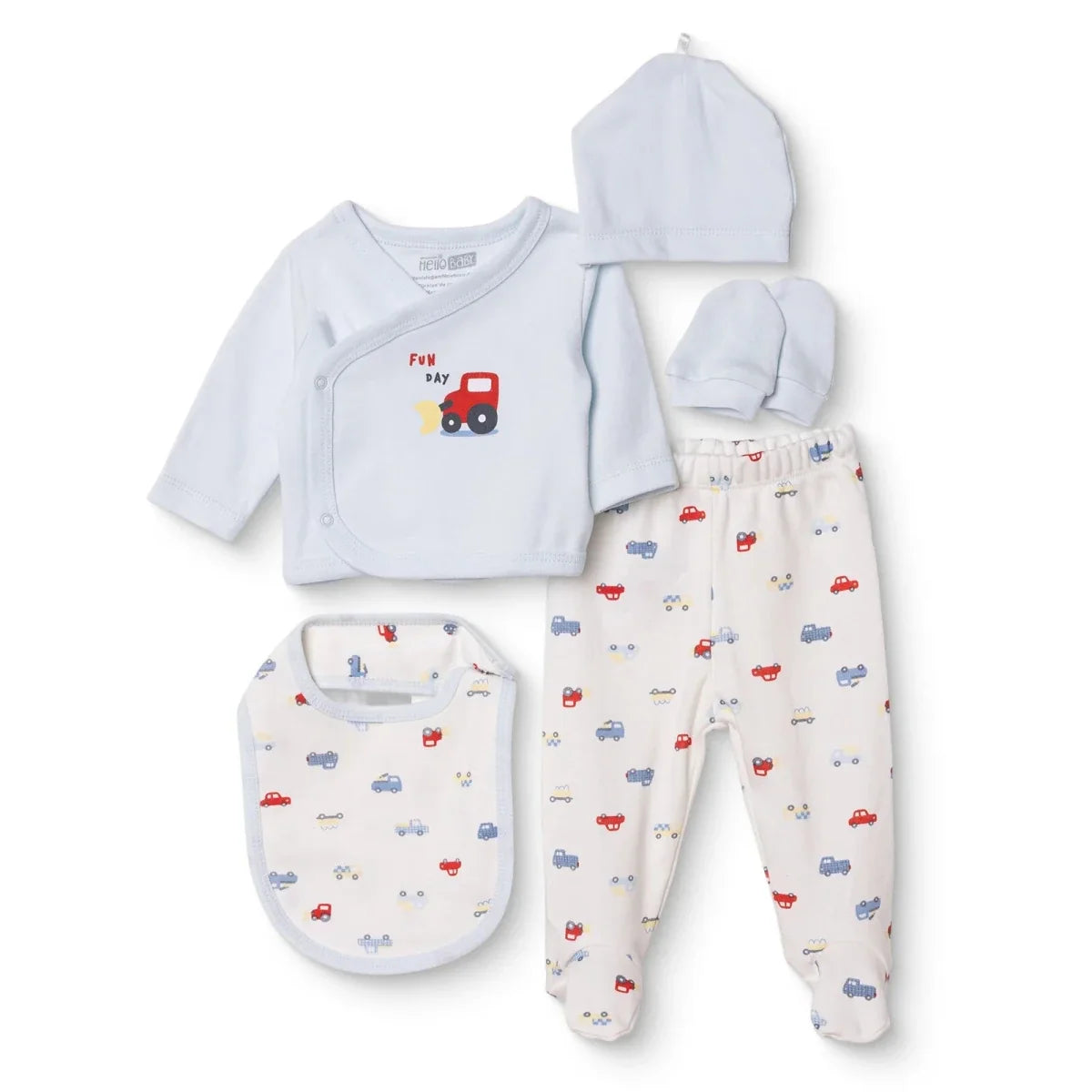 HelloBaby 5 Piece Car Print Baby Hospital Bag Set (Newborn)