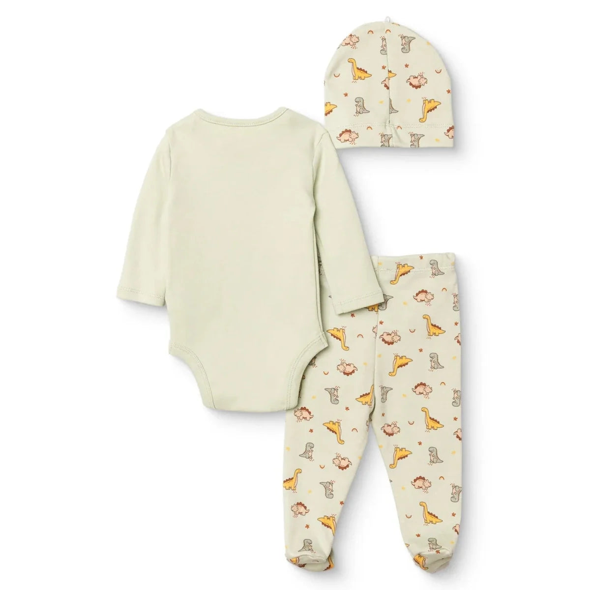 HelloBaby Dinosaur Print Baby Bodysuit, Hat & Bottoms Set (Newborn to 6-9 Months)