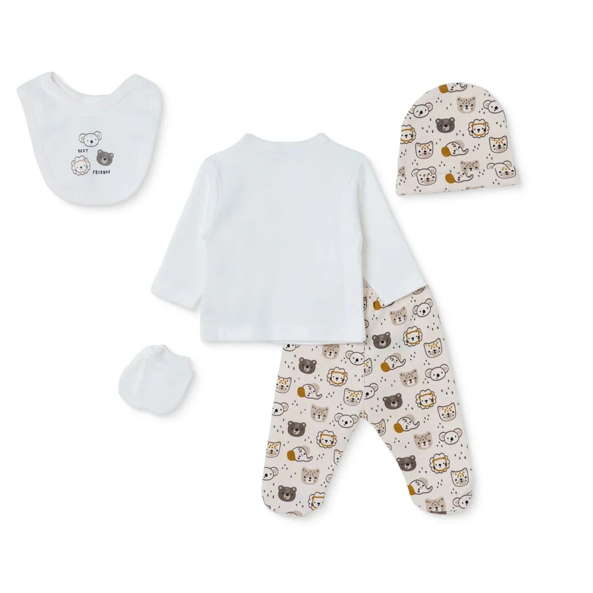 HelloBaby 5 Piece Crew Neck Animal Print Boxed Baby Hospital Bag Set (Newborn)