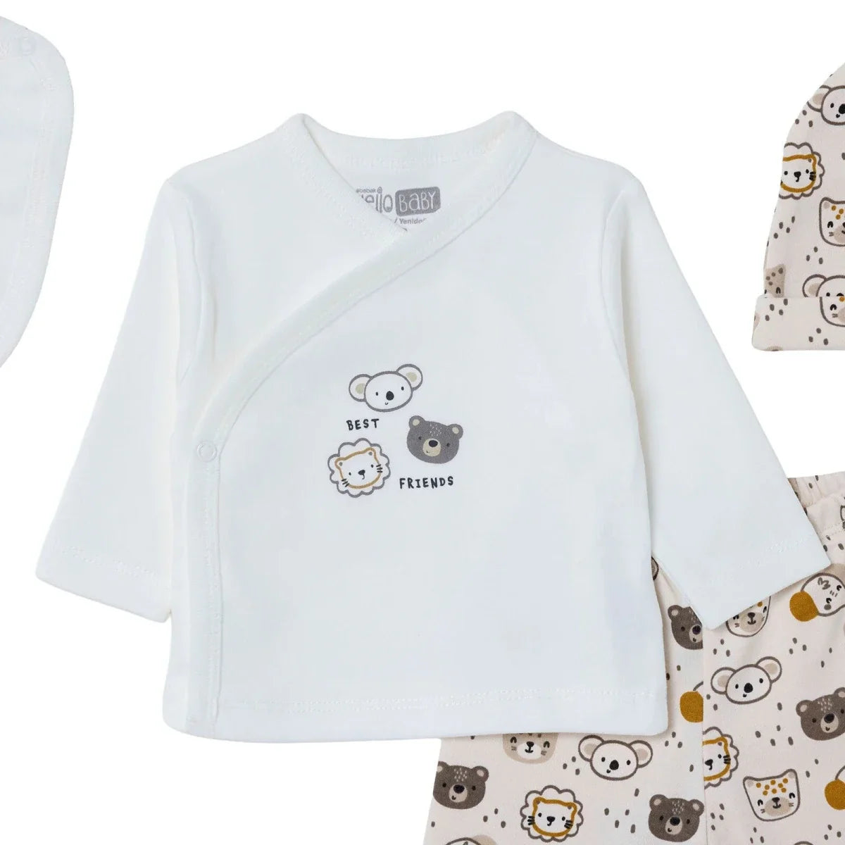 HelloBaby 5 Piece Crew Neck Animal Print Boxed Baby Hospital Bag Set (Newborn)