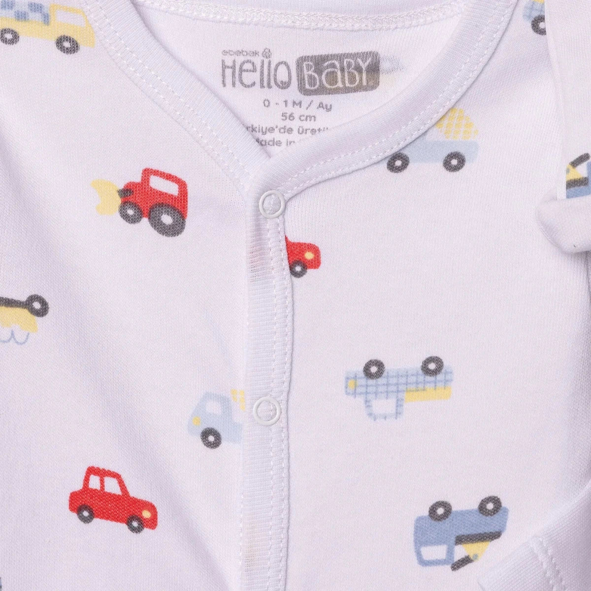 HelloBaby Car Print Baby Bodysuit, Hat & Sleepsuit Set (Newborn to 3-6 Months)