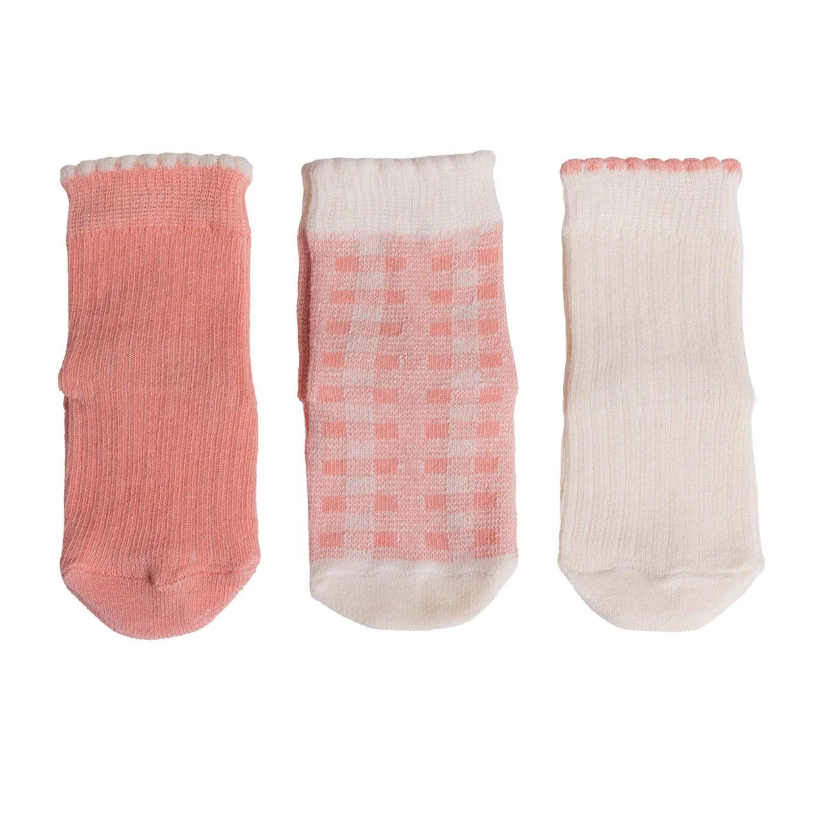HelloBaby Check Print 3 Pack Non-Slip Baby Socks (Newborn to 3-4 Years)