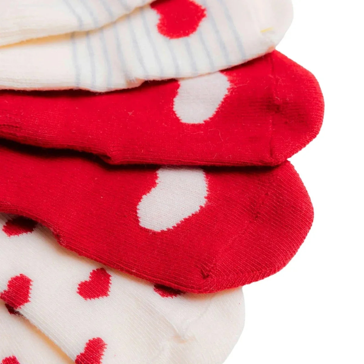 HelloBaby Heart Print 3 Pack Roll-Top Baby Socks (Newborn to 12-24 Months)