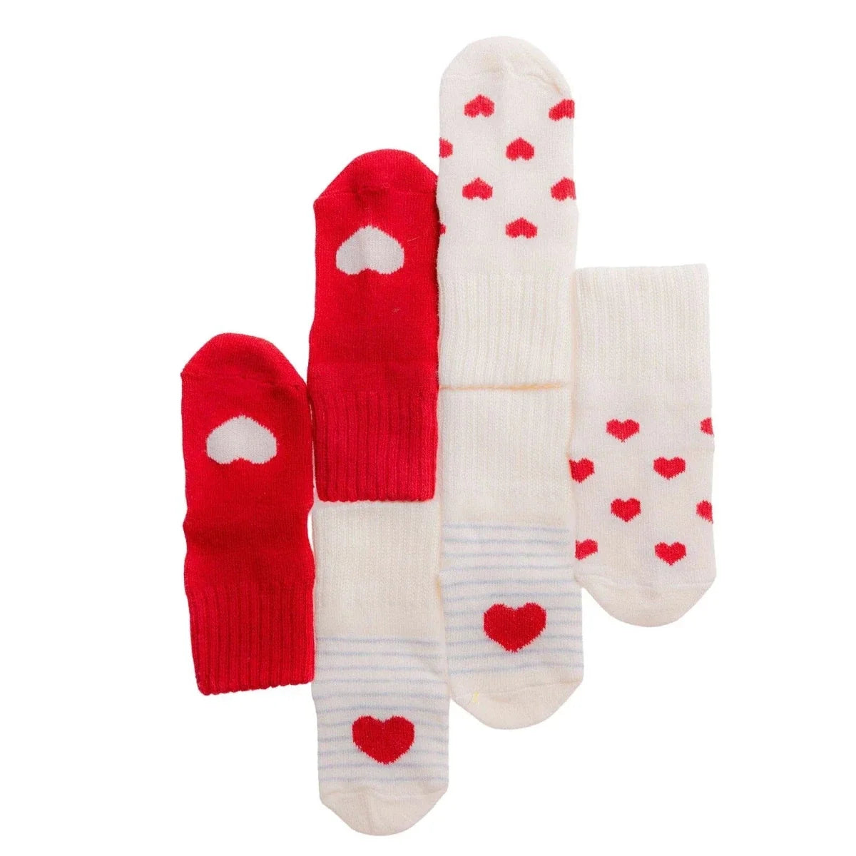 HelloBaby Heart Print 3 Pack Roll-Top Baby Socks (Newborn to 12-24 Months)