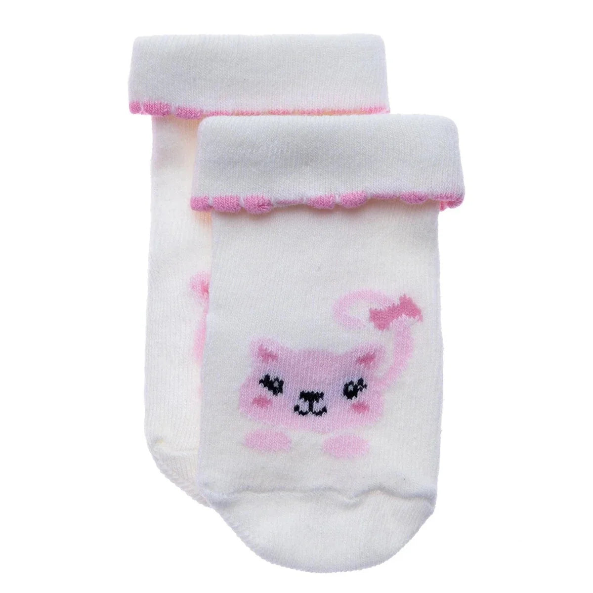 HelloBaby 3 Pack Cat Print Roll-Top Baby Socks (Newborn to 12-24 Months)