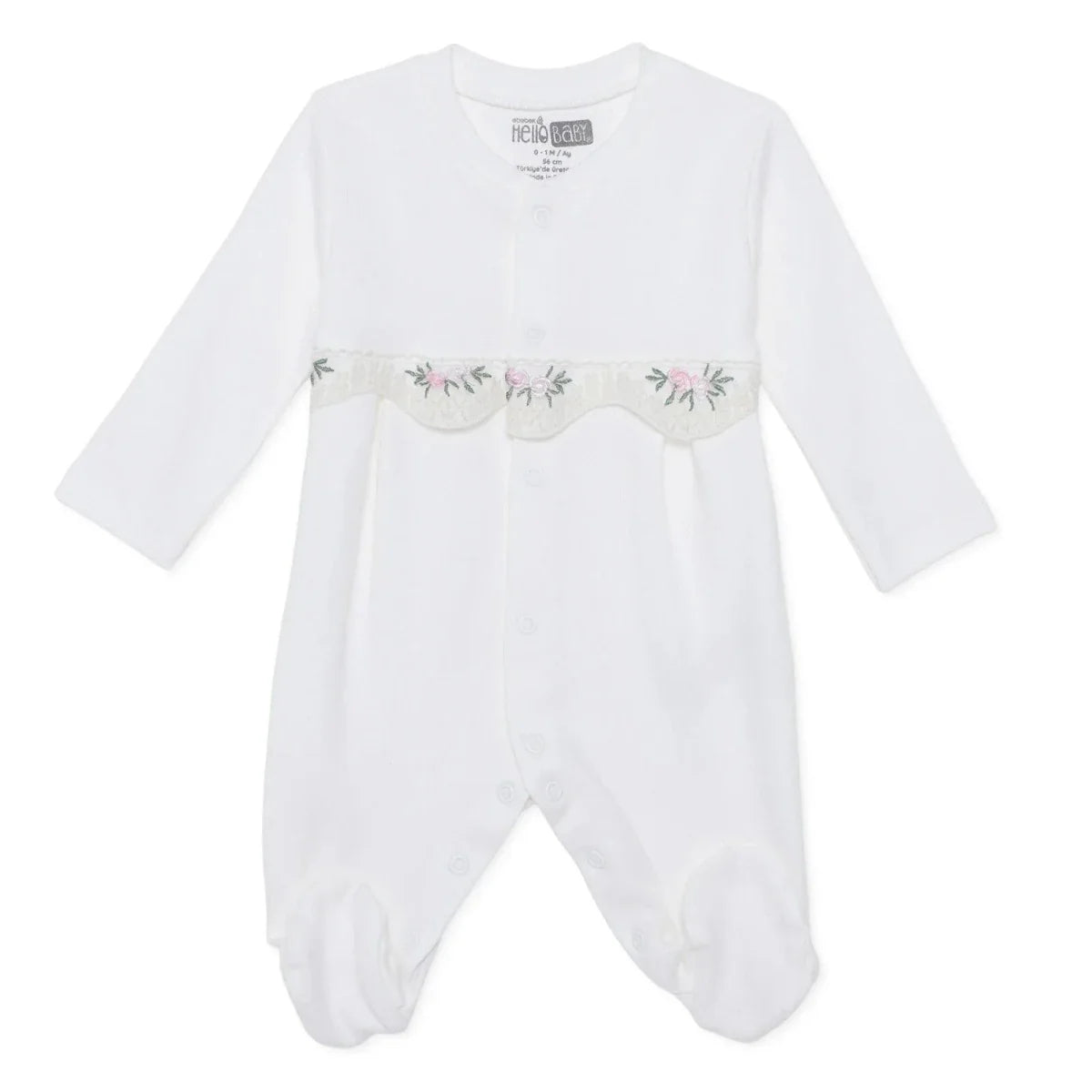 HelloBaby Floral Print Long Sleeve Footed Baby Sleepsuit (Newborn to 6-9 Months)