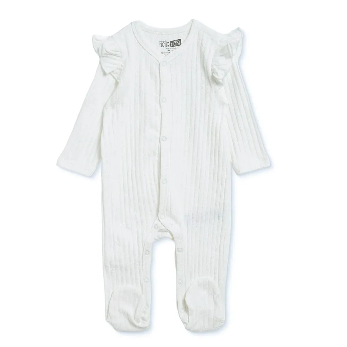 HelloBaby Long Sleeve Ribbed Footed Baby Sleepsuit (Newborn to 6-9 Months)