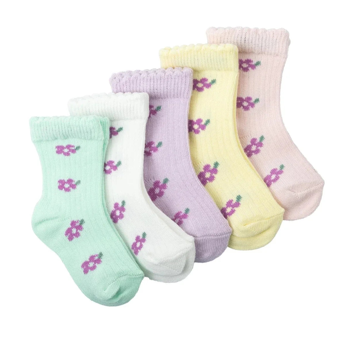 HelloBaby Floral Print 5 Pack Ankle Baby Socks (Newborn to 4-5 Years)