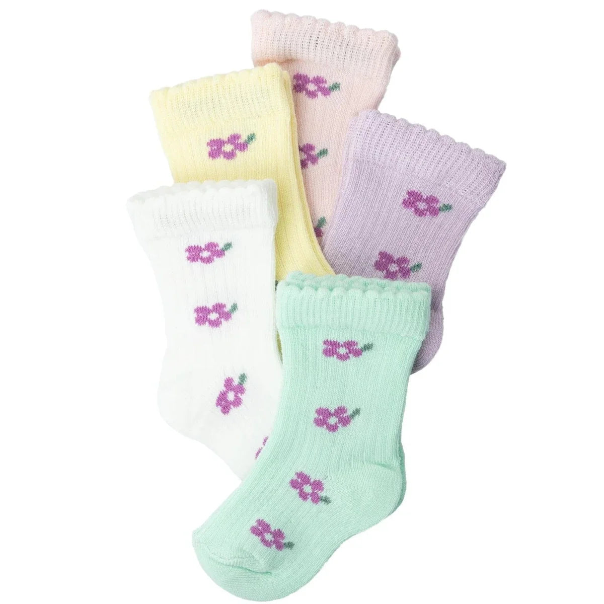 HelloBaby Floral Print 5 Pack Ankle Baby Socks (Newborn to 4-5 Years)