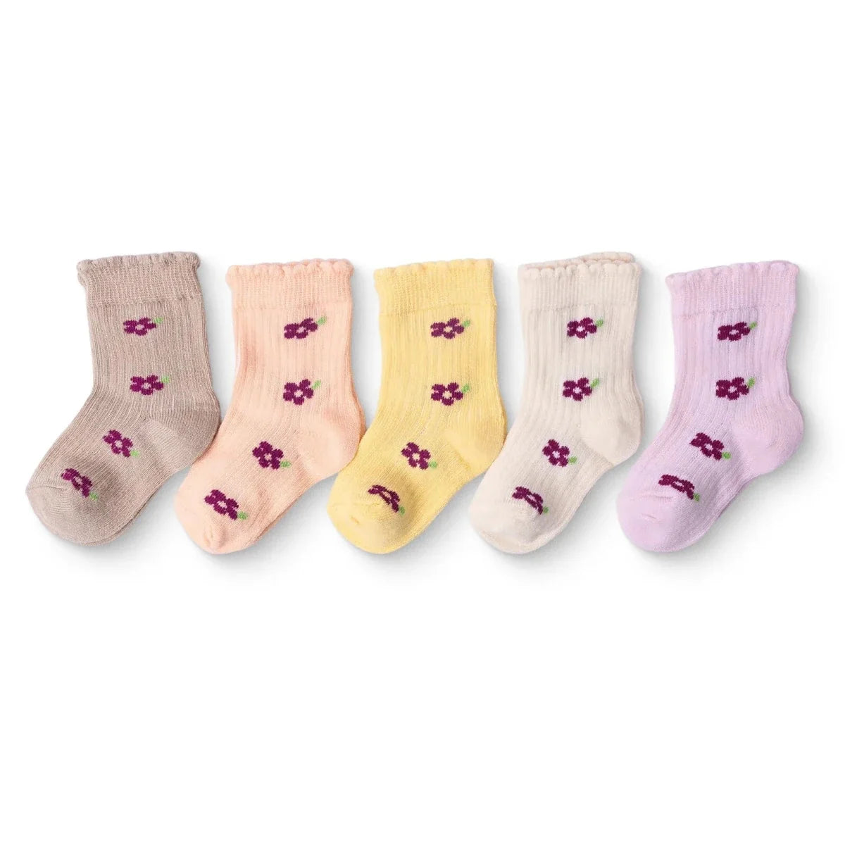 HelloBaby Floral Print 5 Pack Ankle Baby Socks (Newborn to 4-5 Years)