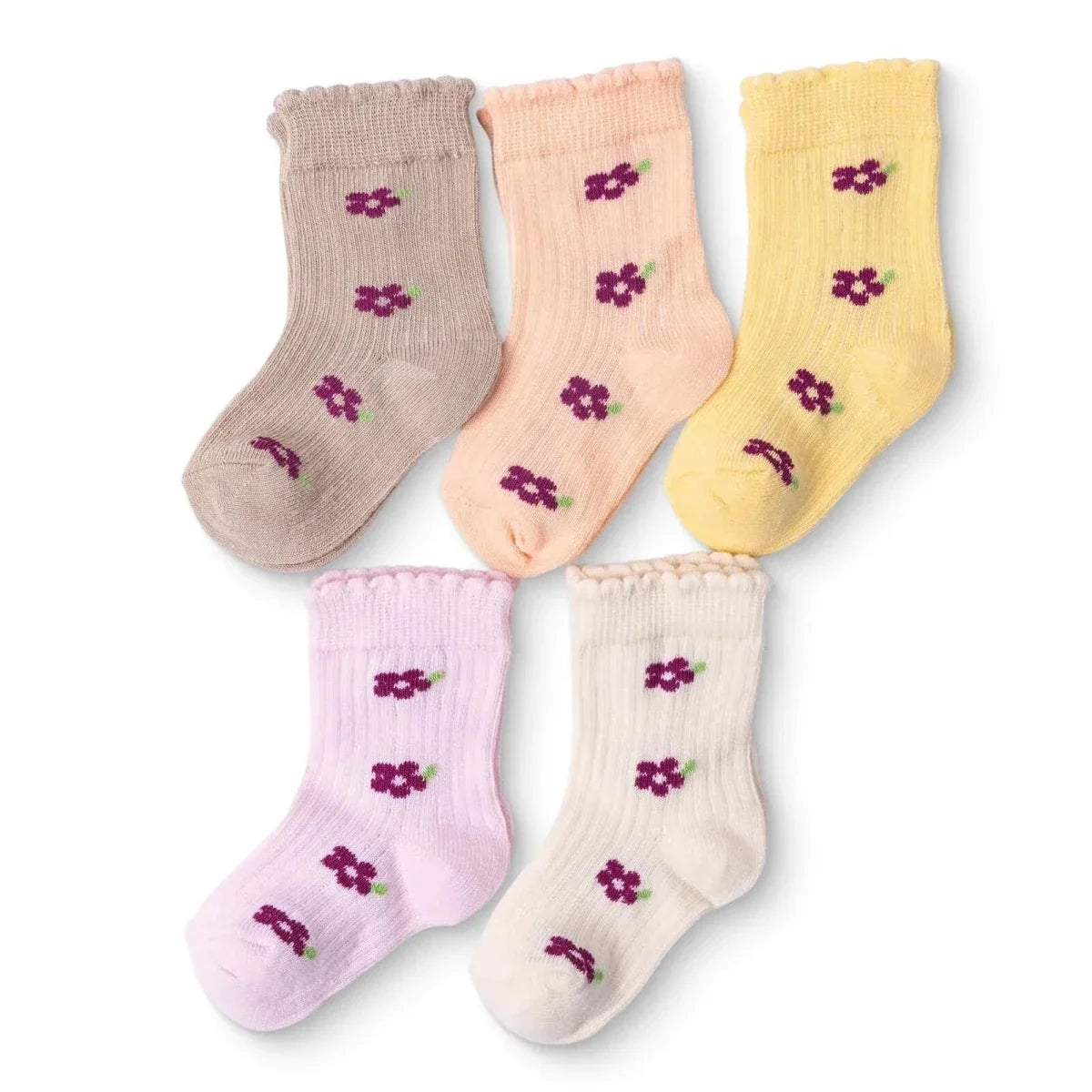 HelloBaby Floral Print 5 Pack Ankle Baby Socks (Newborn to 4-5 Years)