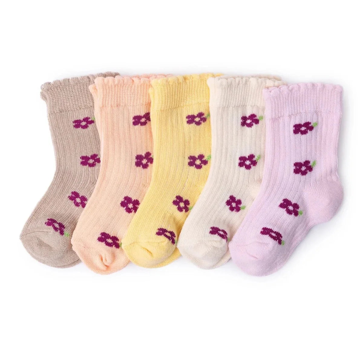 HelloBaby Floral Print 5 Pack Ankle Baby Socks (Newborn to 4-5 Years)