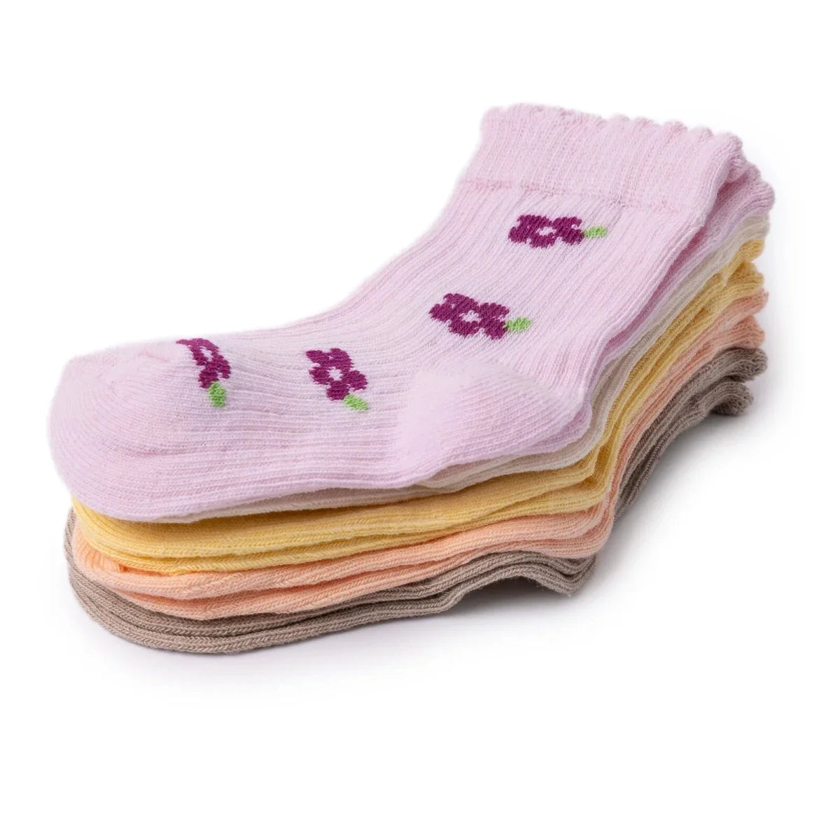 HelloBaby Floral Print 5 Pack Ankle Baby Socks (Newborn to 4-5 Years)
