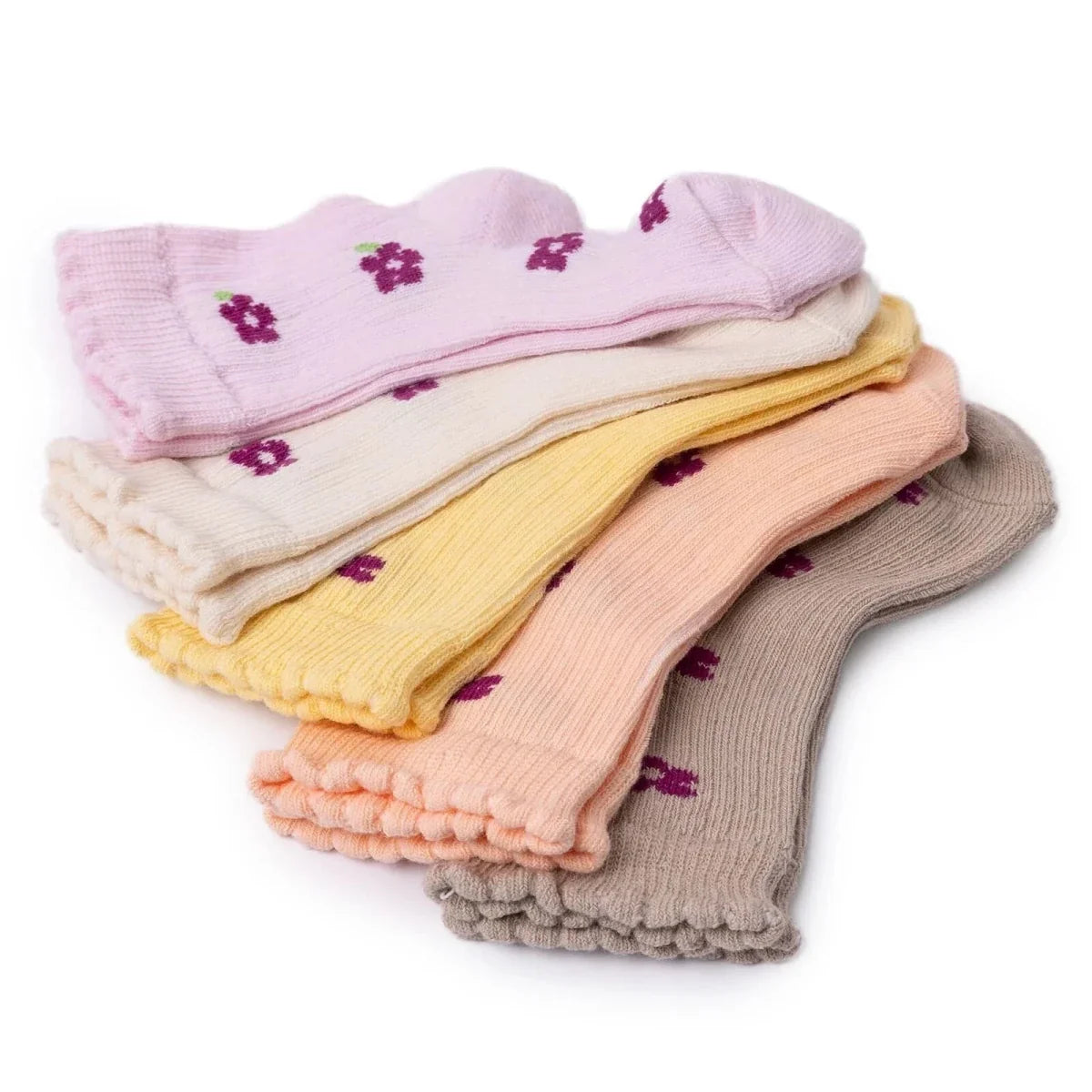 HelloBaby Floral Print 5 Pack Ankle Baby Socks (Newborn to 4-5 Years)