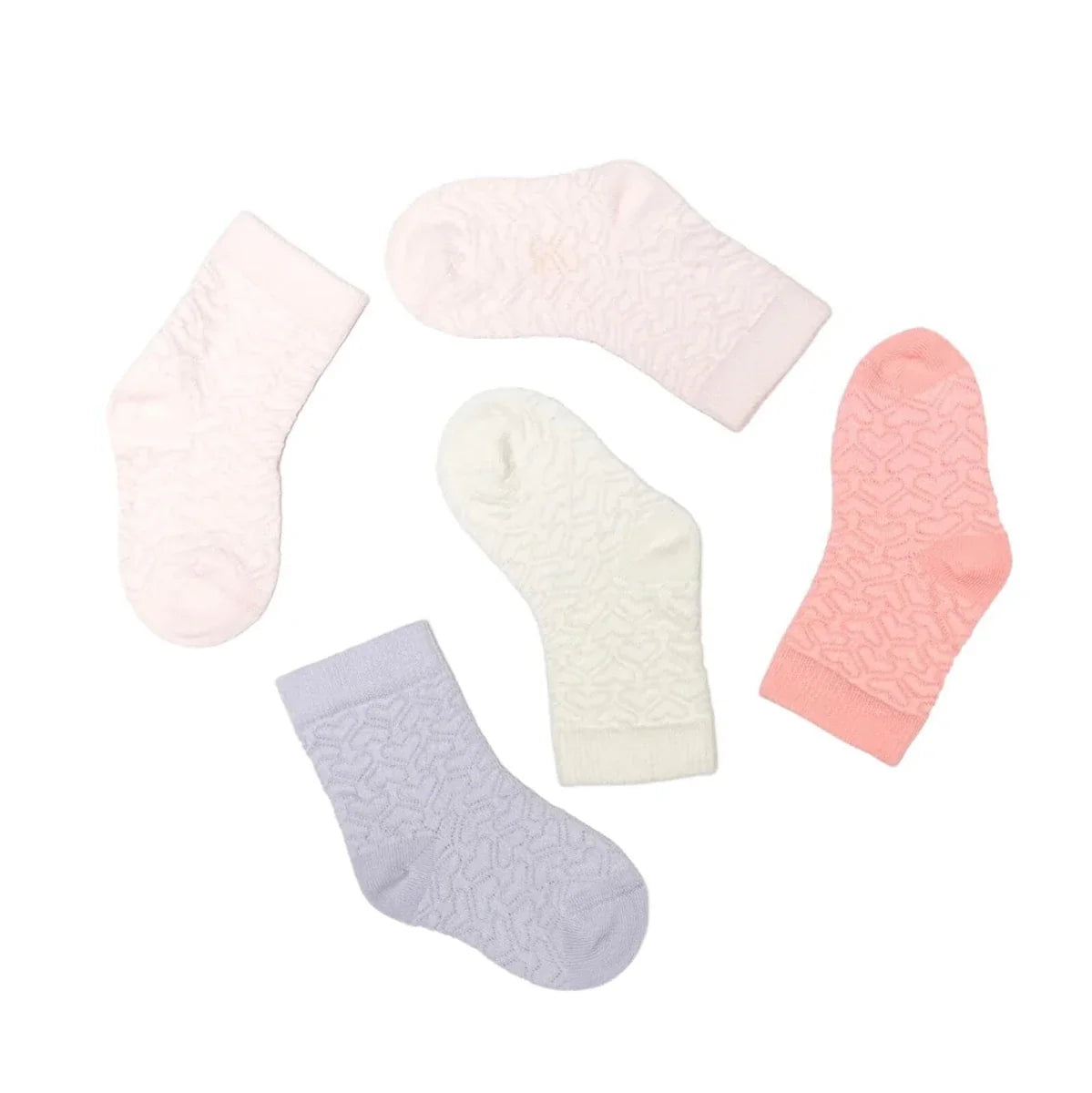 HelloBaby 5 Pack Heart Print Ankle Baby Socks (Newborn to 4-5 Years)