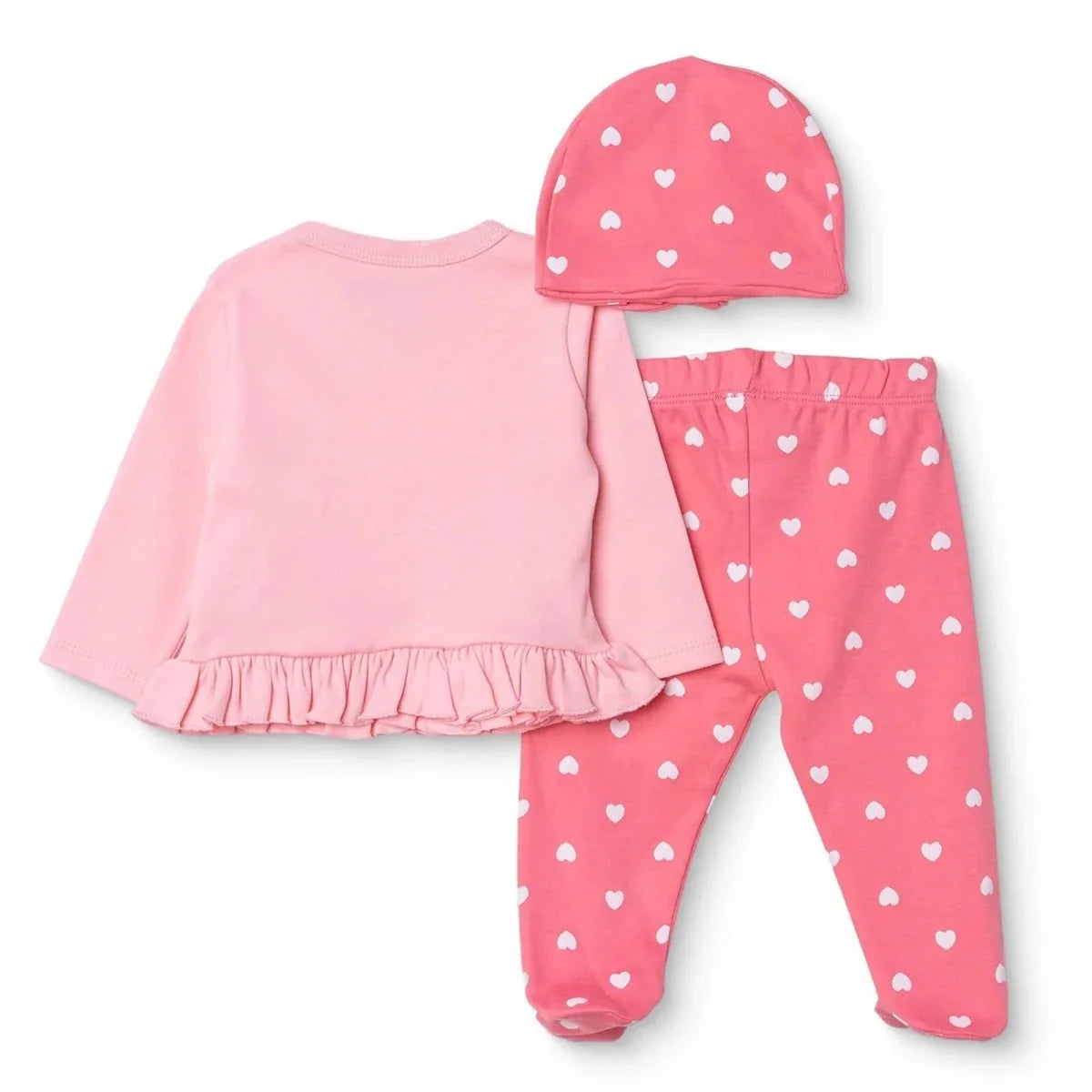 HelloBaby Heart Print Baby Hat, Vest & Bottoms Set (Newborn to 3-6 Months)