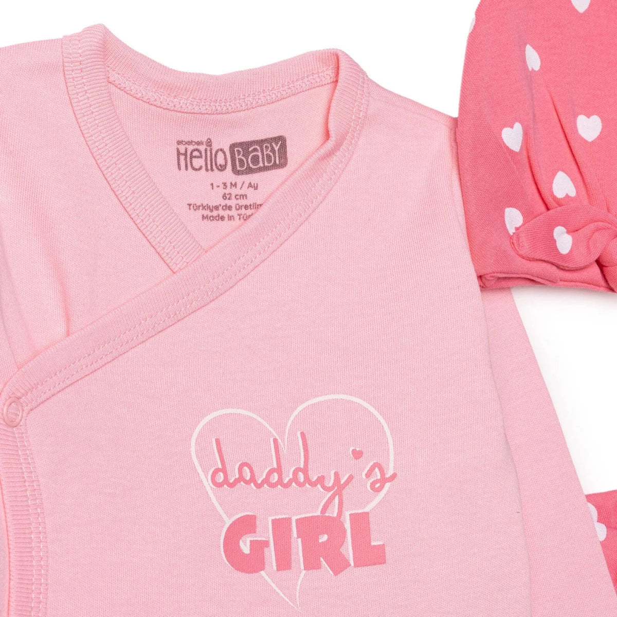 HelloBaby Heart Print Baby Hat, Vest & Bottoms Set (Newborn to 3-6 Months)