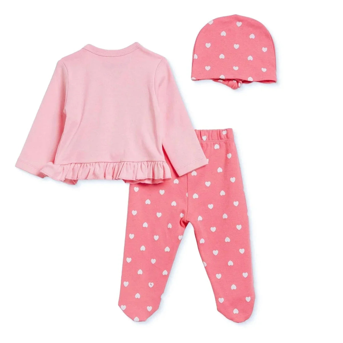 HelloBaby Heart Print Baby Hat, Vest & Bottoms Set (Newborn to 3-6 Months)