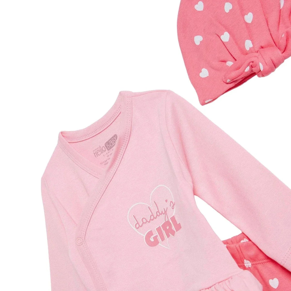 HelloBaby Heart Print Baby Hat, Vest & Bottoms Set (Newborn to 3-6 Months)