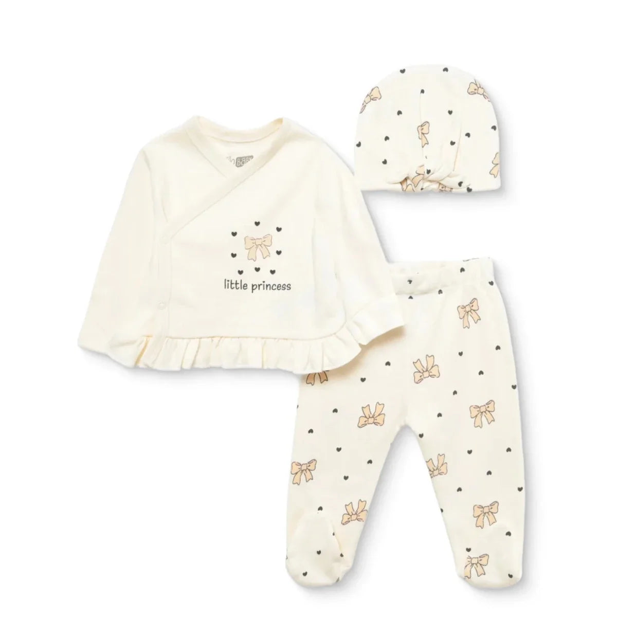 HelloBaby Floral Print Baby Hat, Vest & Bottoms Set (Newborn to 3-6 Months)